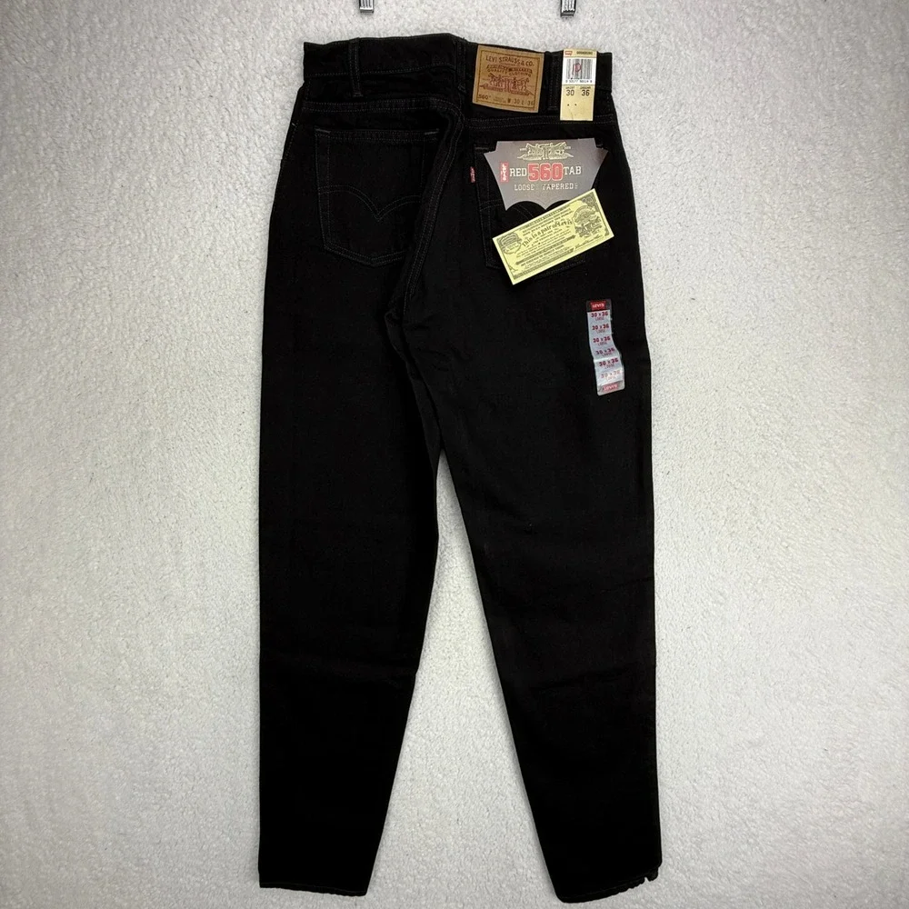 Vintage Levis 560 Mens 30x36 Black Loose Tapered Leg Jeans USA NOS NWT
